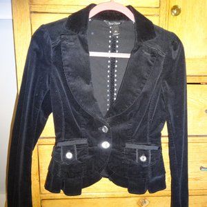 Beautiful Velvet Corduroy Black Ruffle Blazer